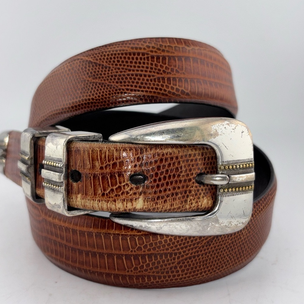 Tulliani Men's Dress Belt Italian Calfskin Leather 38 Made in USA Cognac​​